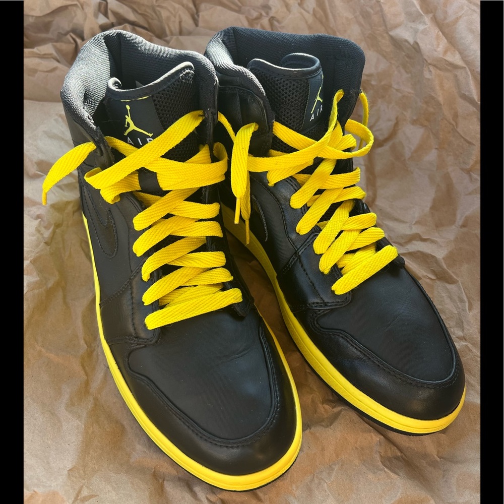 Jordan Black and Yellow Sneakers